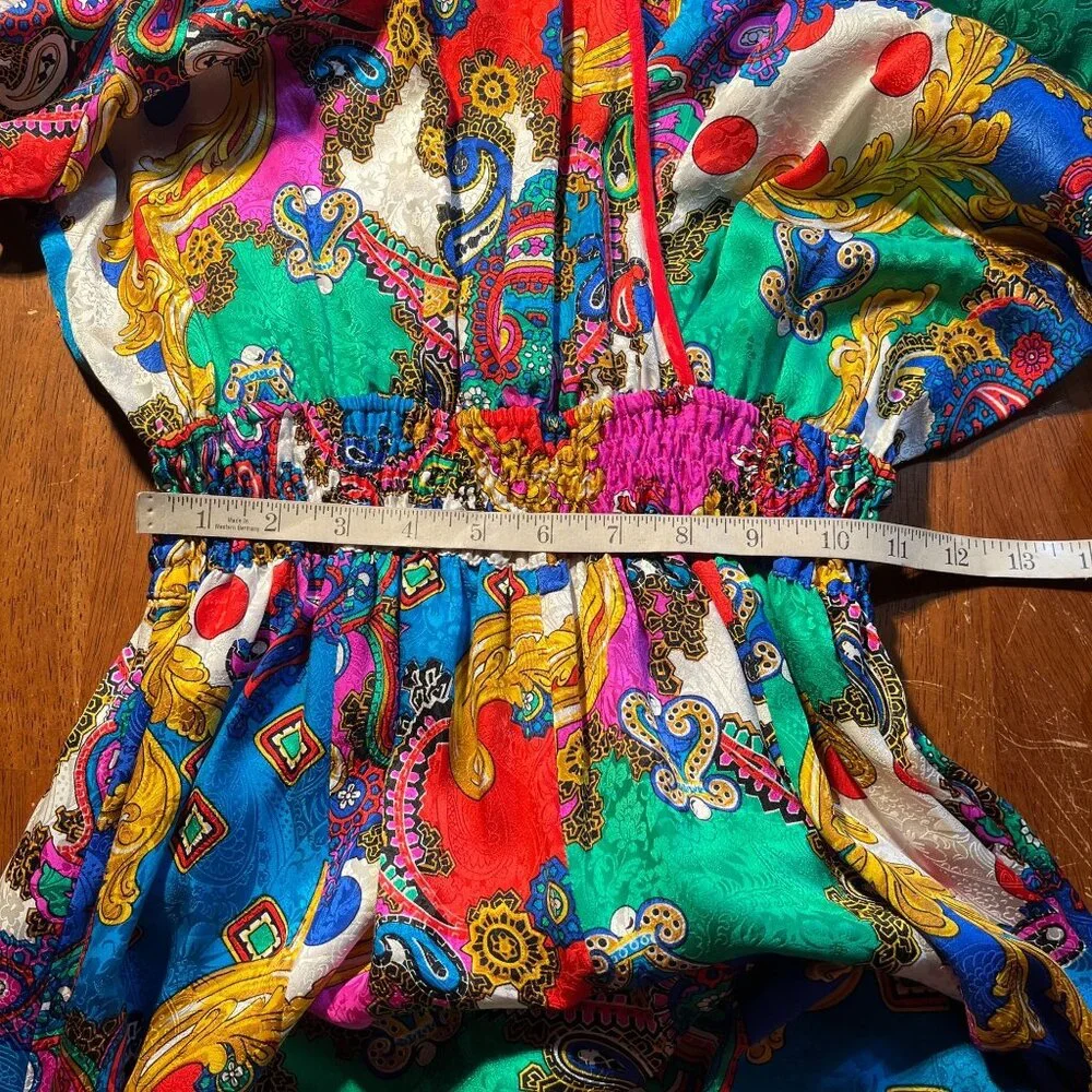 Vintage Diane Freis 100% Silk Maxi Dress Womens M Paisley Deadstock Avant Garde - Picture 12 of 15